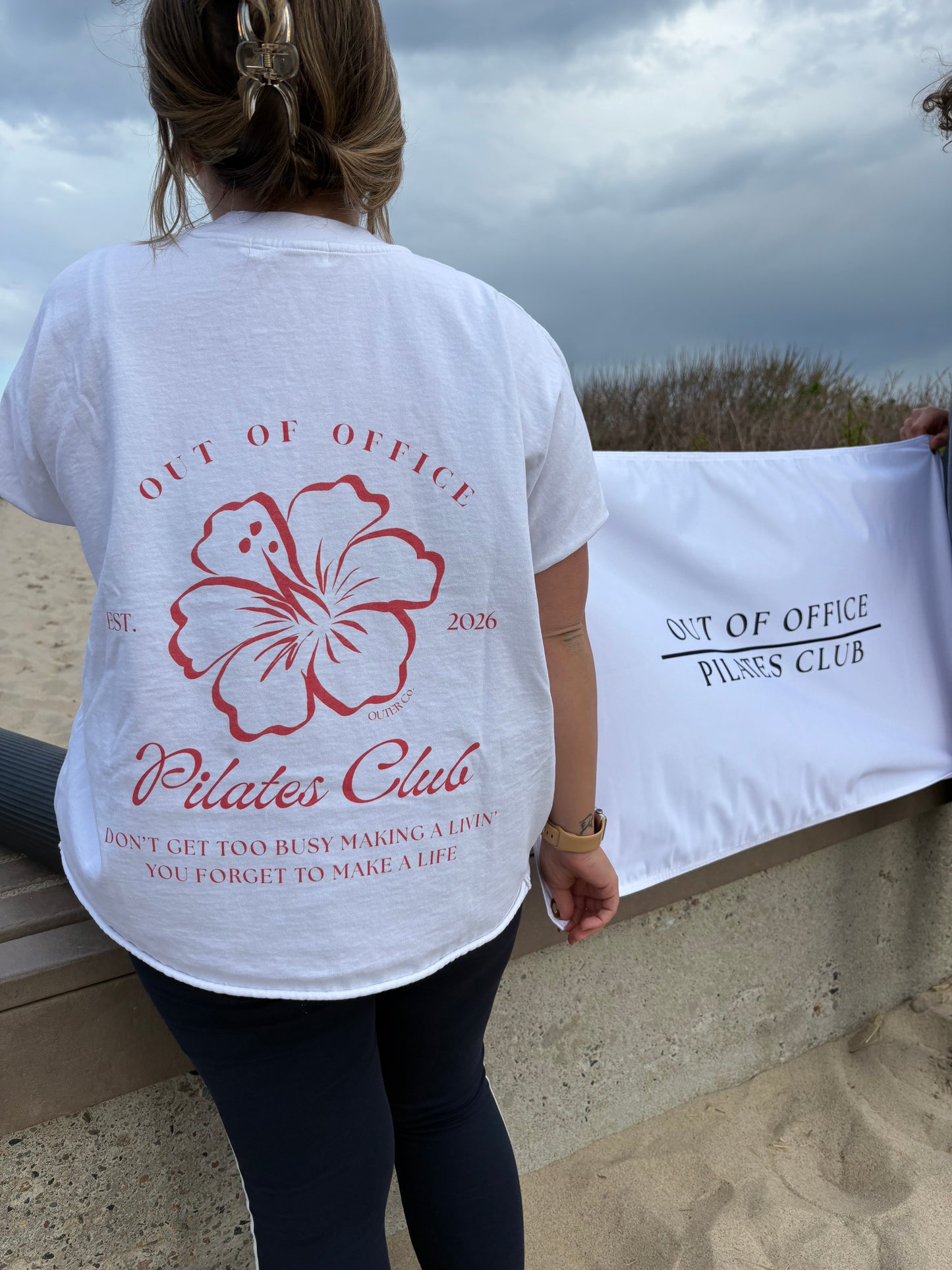 Pilates Club Cutoff Tee - White