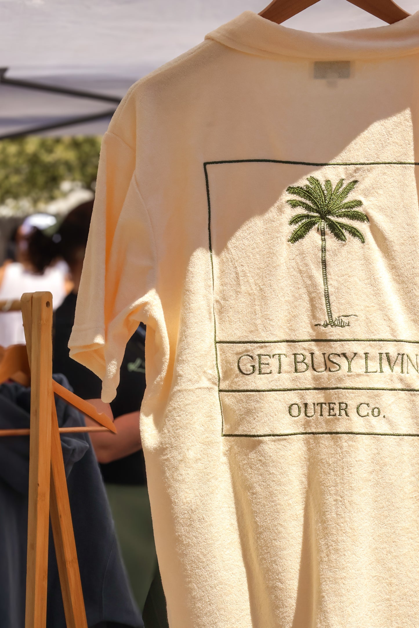 Terry Cloth Button Up - Sand & Palm
