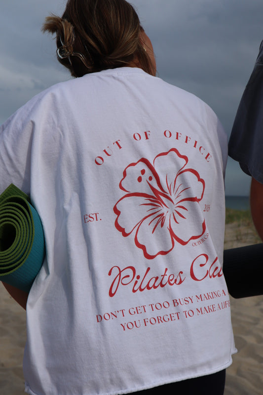 Pilates Club Cutoff Tee - White